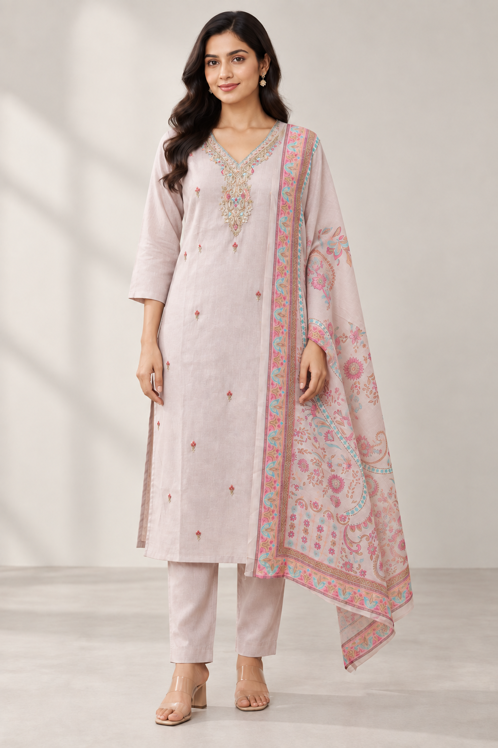 Peachmode Mauve Embroidered Salwar Suit - Image 2