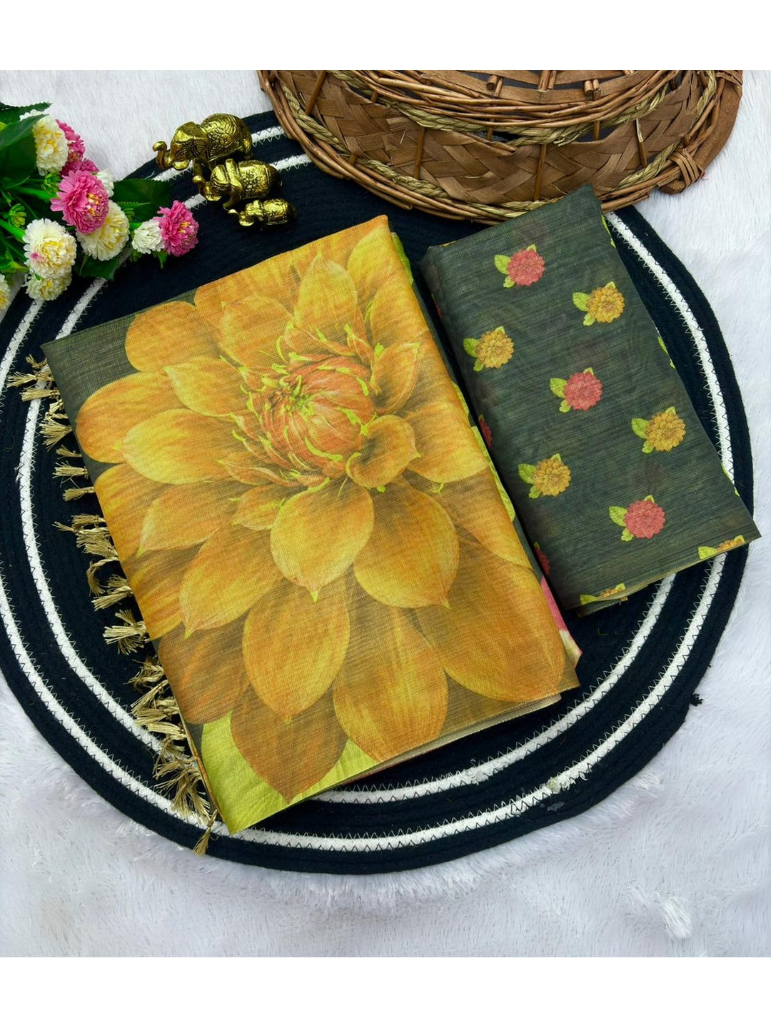 Peachmode Multicolor Floral Digital Printed Erod Silk Saree - Image 4