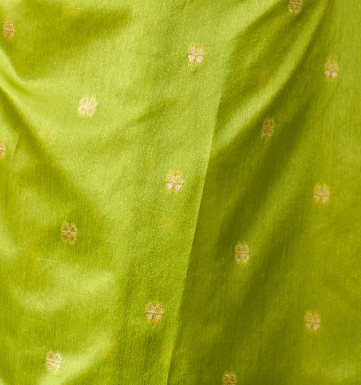 Peachmode Lime Green Handloom Silk Woven Saree - Image 5