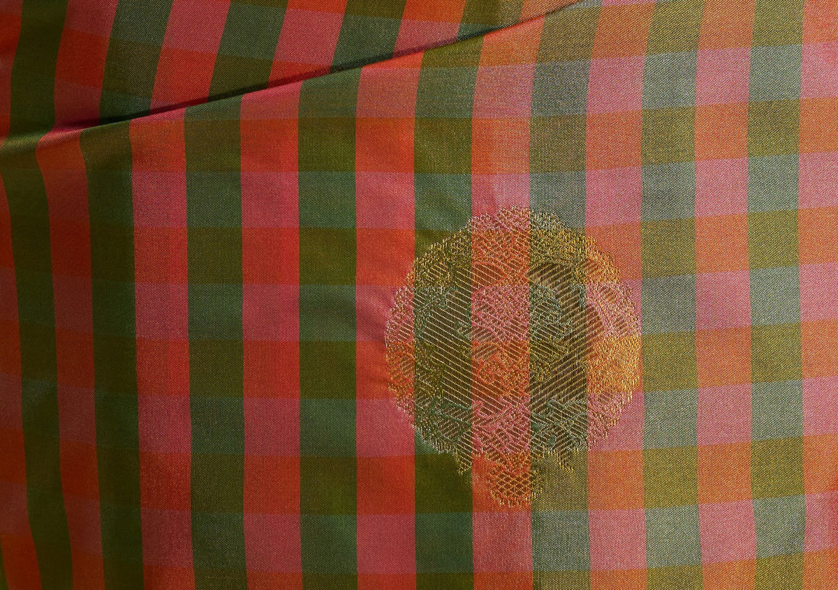 Peachmode Olive Pure Silk Handloom Woven Saree - Image 5