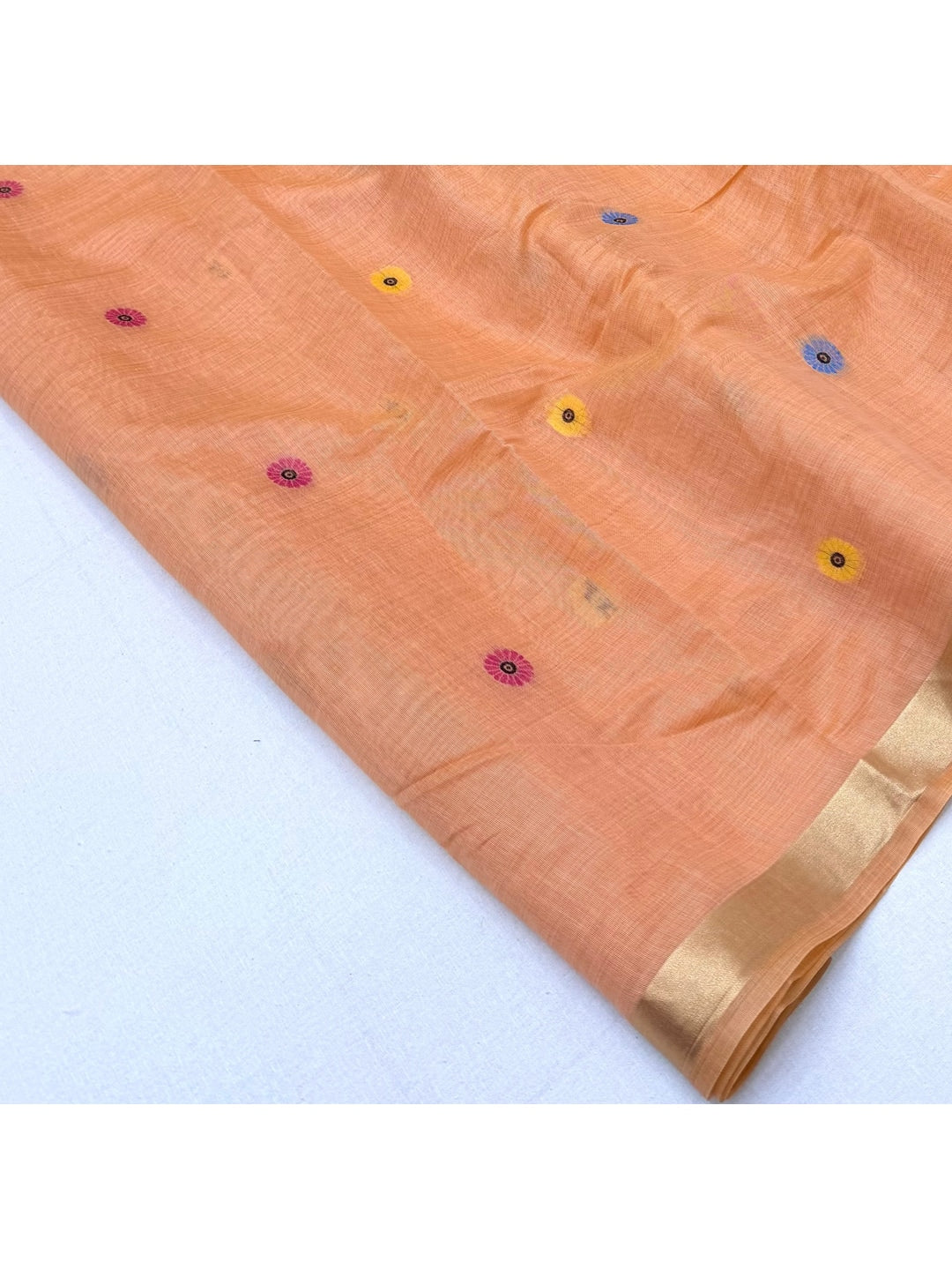 Peachmode Peach Woven Cotton Blend Saree - Image 6