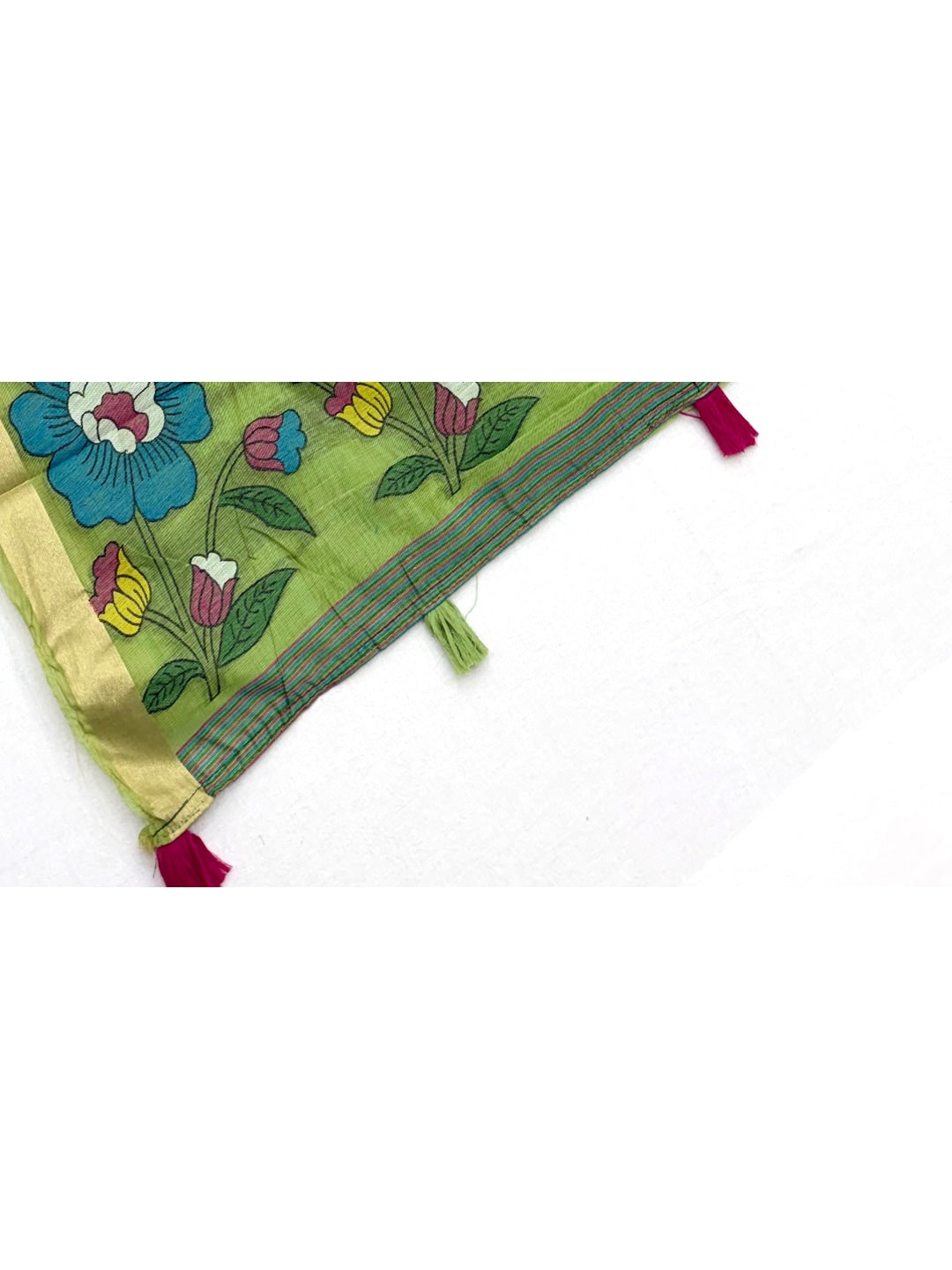 Peachmode Green Woven Cotton Blend Saree - Image 3