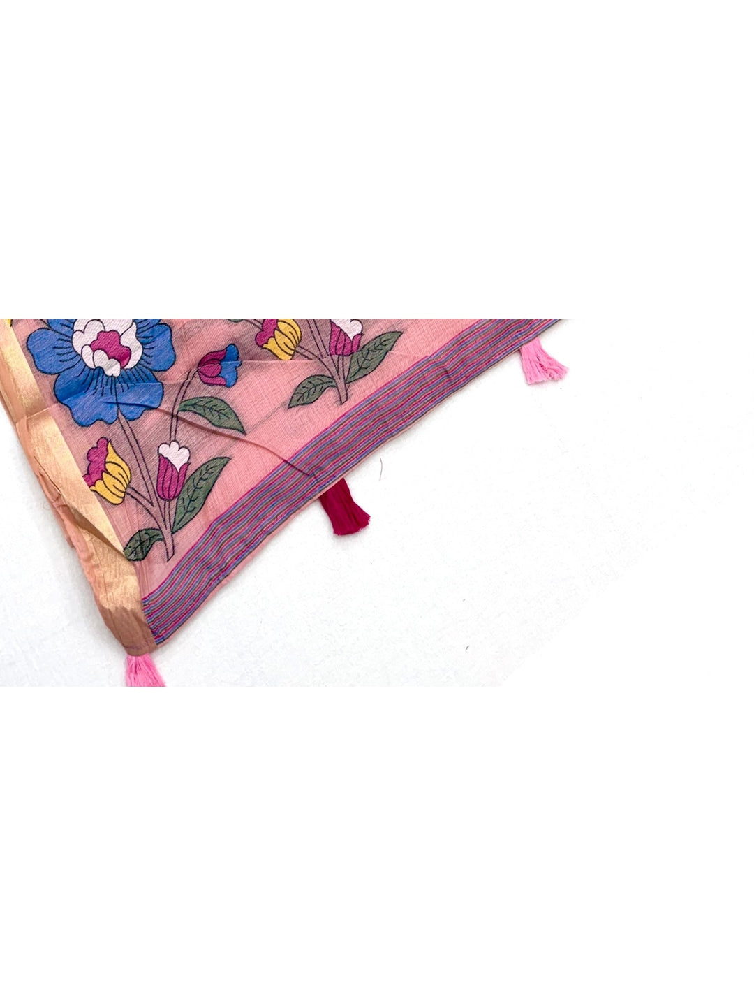 Peachmode Pink Woven Cotton Blend Saree - Image 4