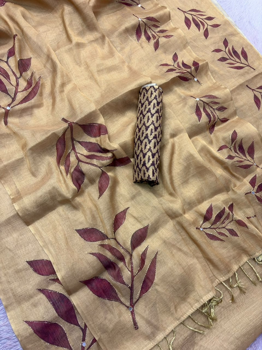 Peachmode Chikoo Digital Printed Erod Silk Saree - Image 5