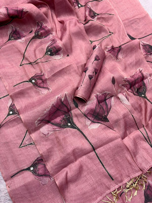 Peachmode Pink Digital Printed Erod Silk Saree - Image 2
