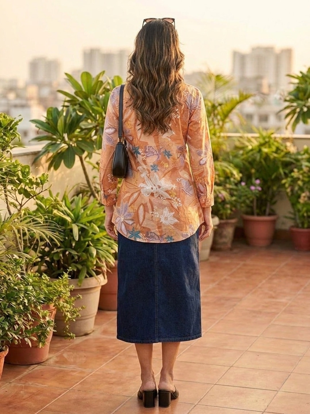 Peachmode Peach Floral Print Cotton Shirt - Image 5