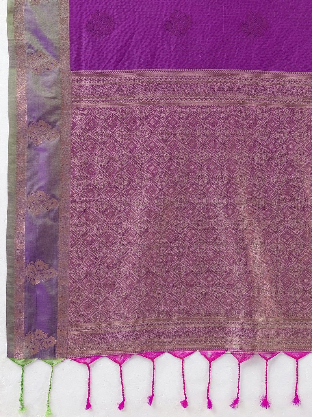 Peachmode Purple Silk Woven Saree - Image 5