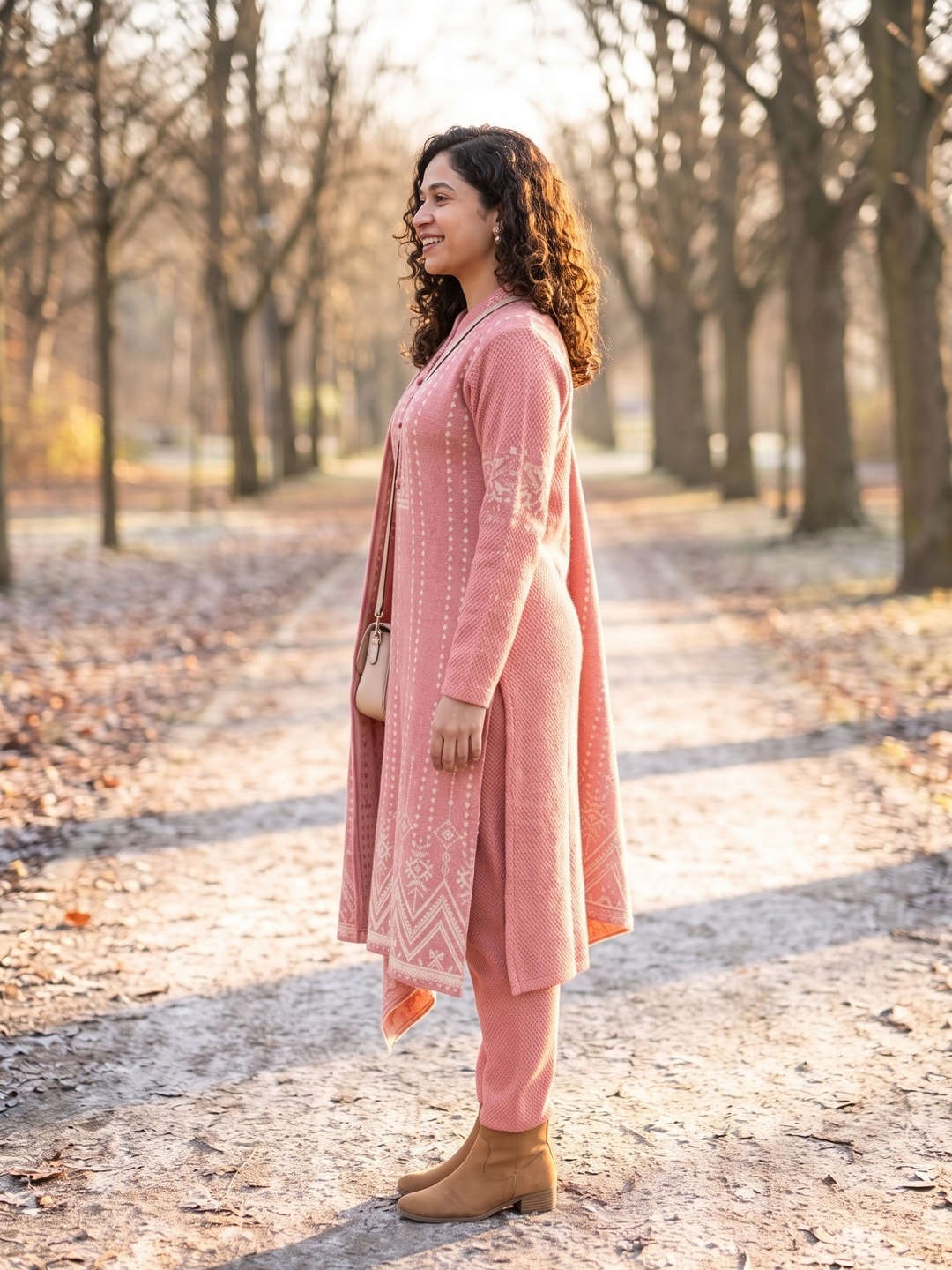Peachmode Peach Woolen Salwar Suit - Image 3