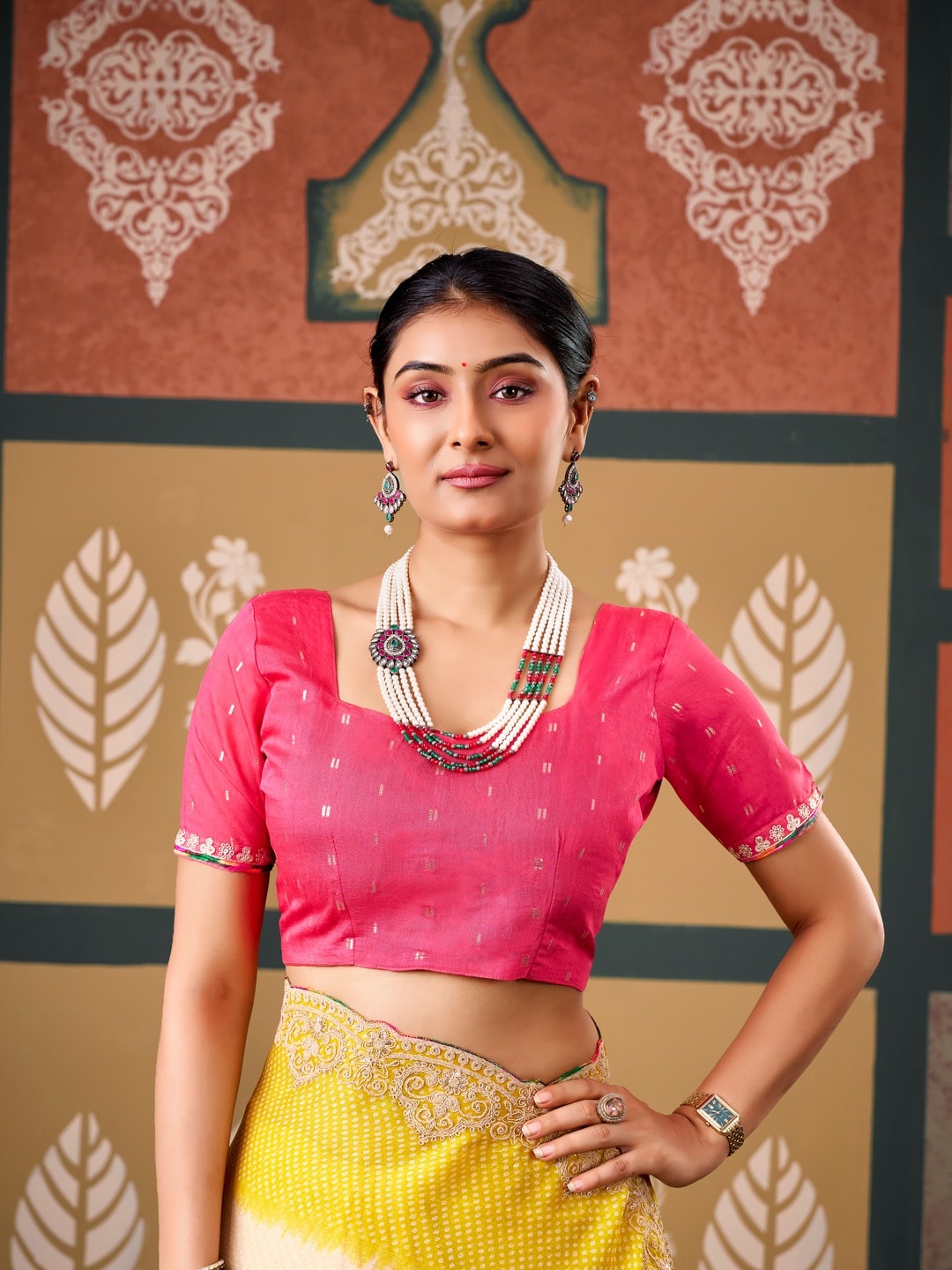 Peachmode Multicolor Ombre Bandhani Printed Chiffon Saree With Embroidered Border - Image 3