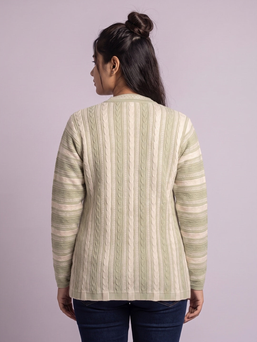 Light Green Woolen Knit Cardigan - Image 4