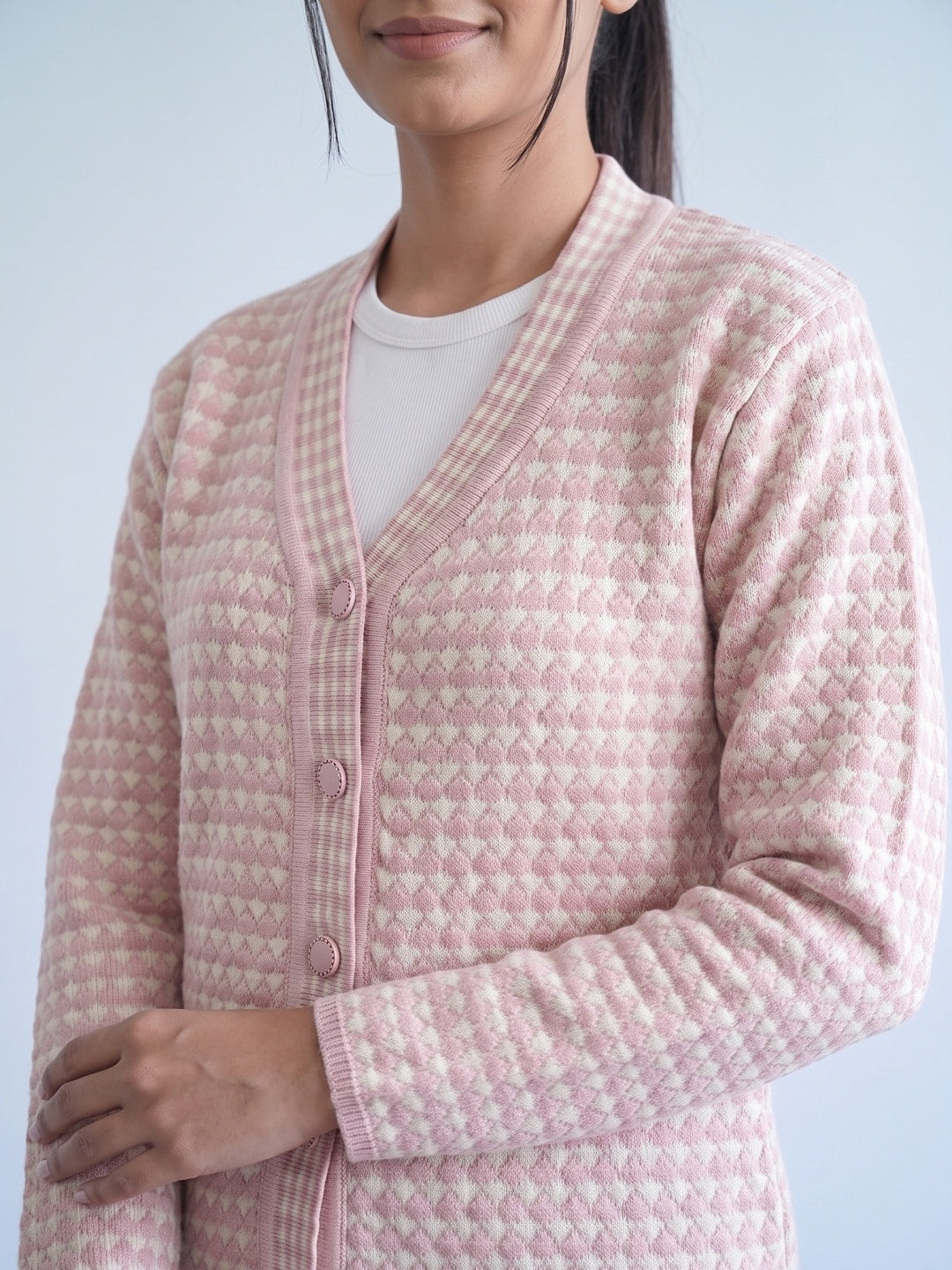 Pink Woolen Knit Cardigan - Image 5