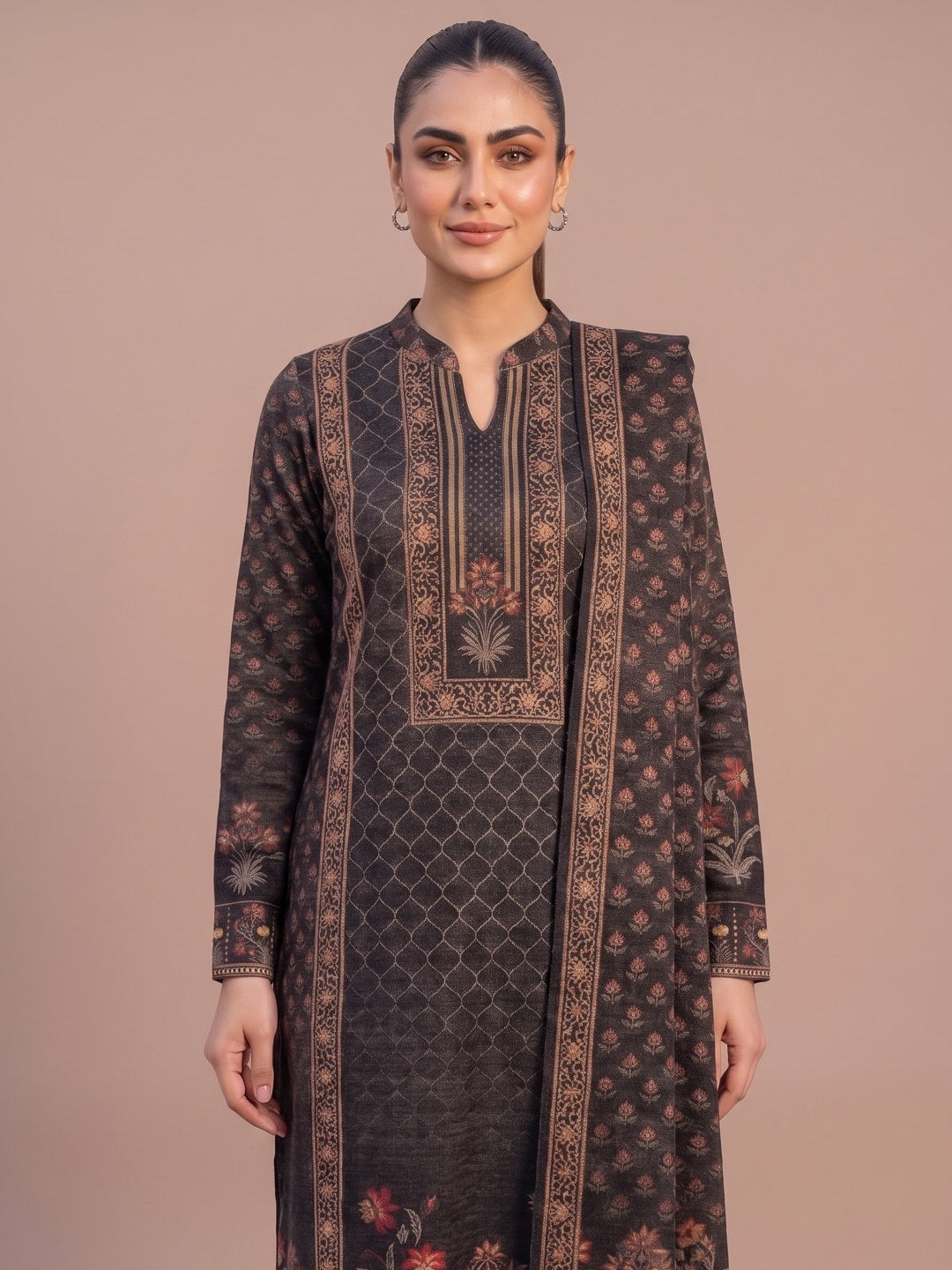 Peachmode Black Woolen Salwar Suit - Image 5