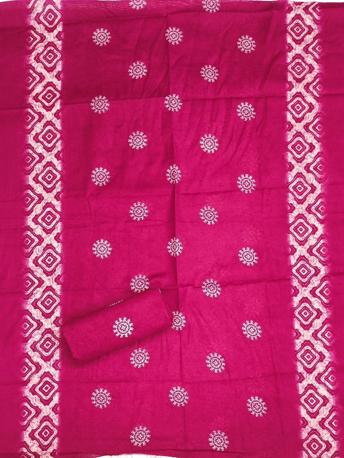 Peachmode Magenta Printed Cotton Blend Dress Material - Image 3