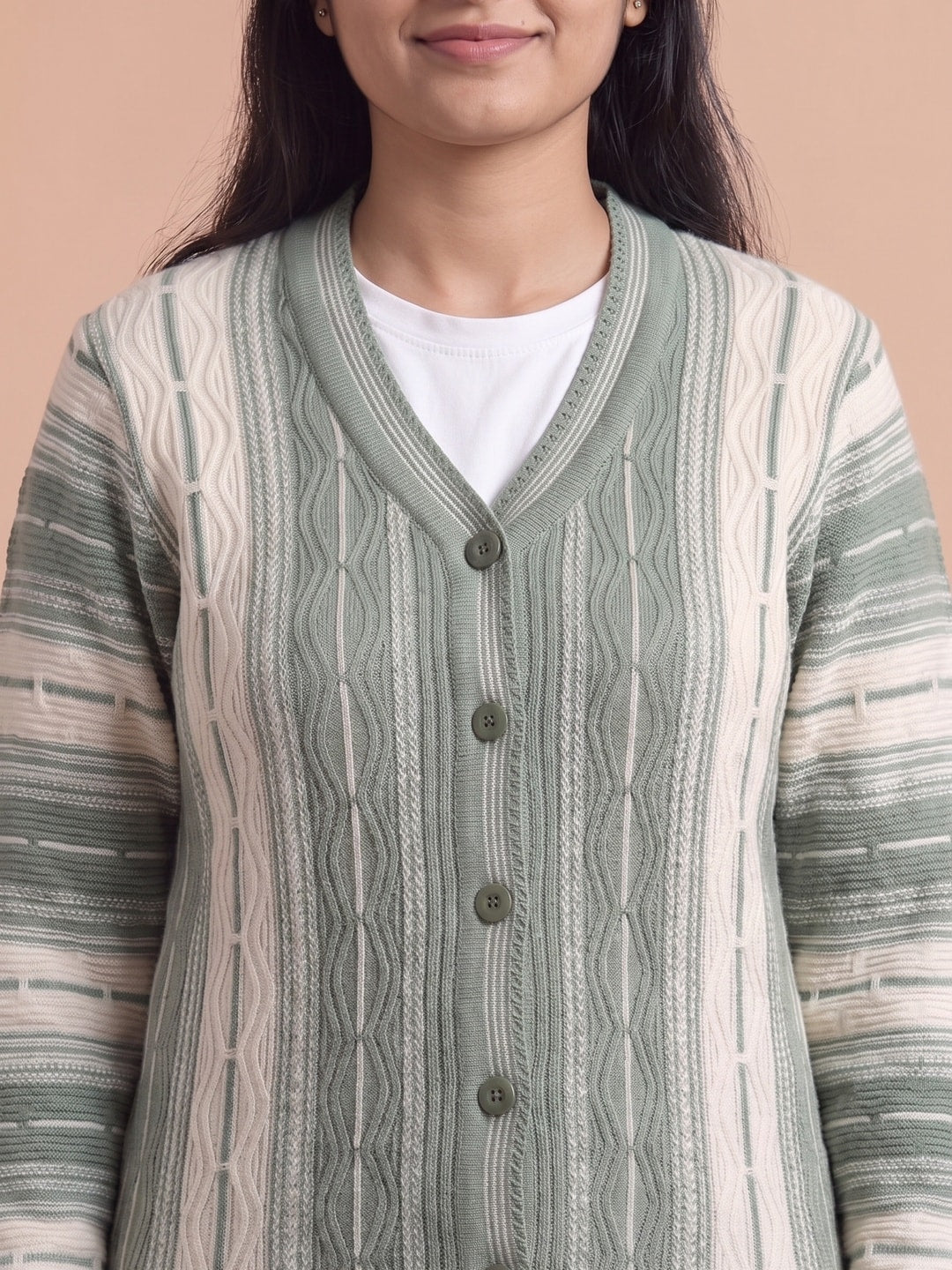 Green Woolen Knit Cardigan - Image 5