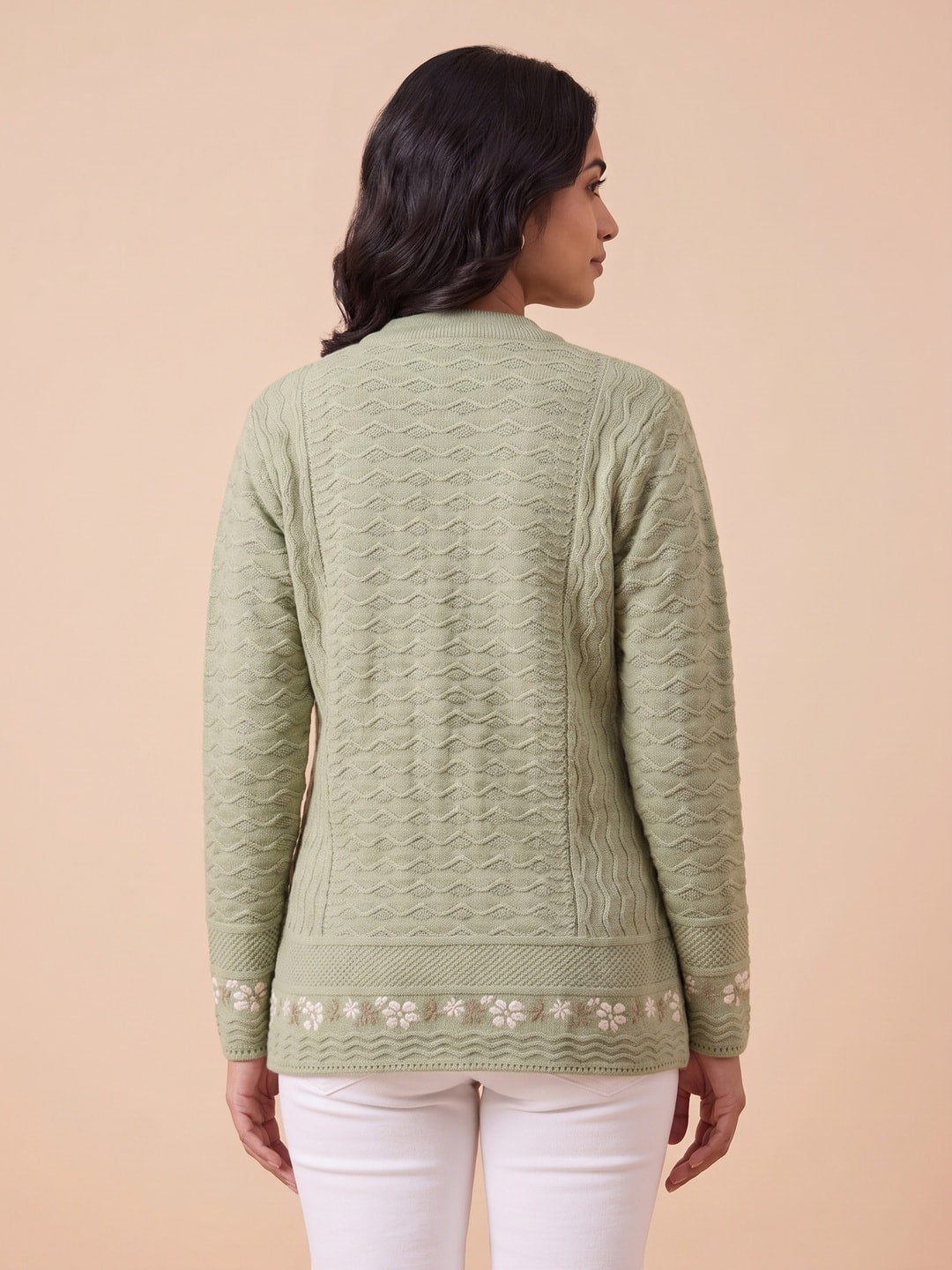Green Woolen Knit Cardigan - Image 4