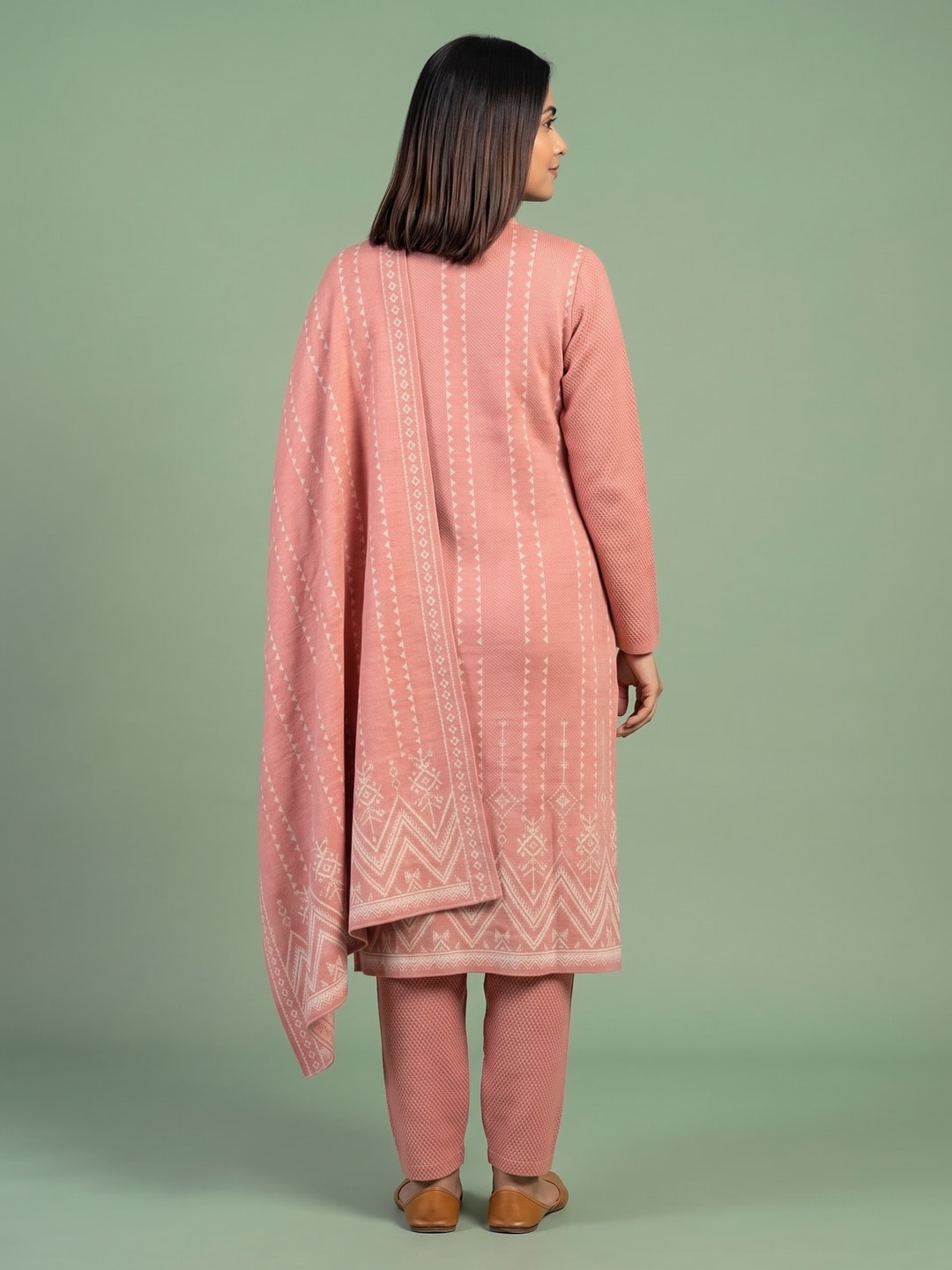 Peachmode Peach Woolen Salwar Suit - Image 4
