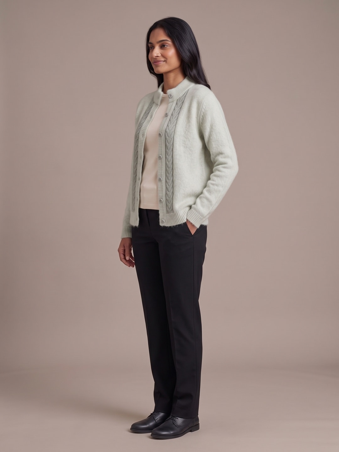 Green Woolen Knit Cardigan - Image 3