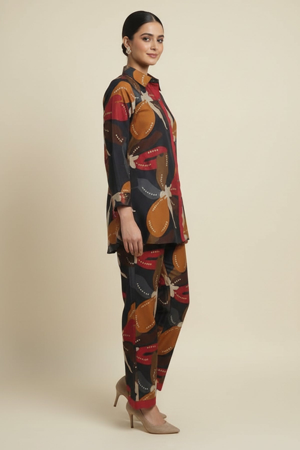Blue Stylish Floral Printed Viscose Shirt Top and Bottom Set for a Chic and Comfortable Look - Image 4