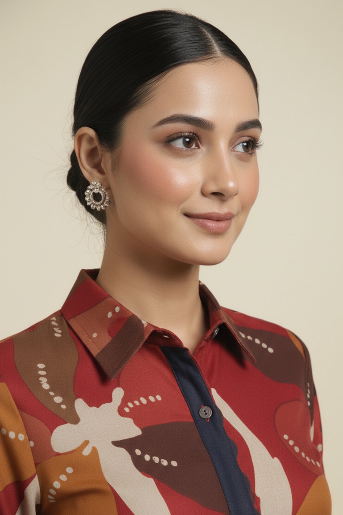 Red Stylish Floral Printed Viscose Shirt Top and Bottom Set for a Chic and Comfortable Look - Image 3
