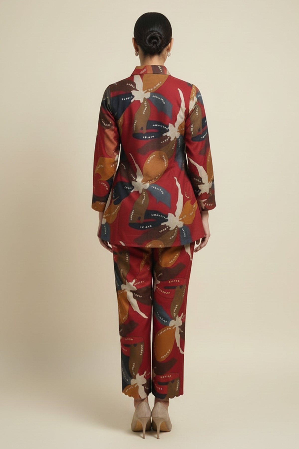 Red Stylish Floral Printed Viscose Shirt Top and Bottom Set for a Chic and Comfortable Look - Image 2