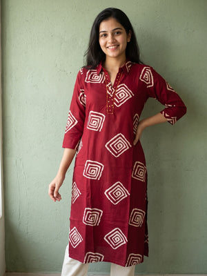 Peachmode Red Rayon Kurti - Image 1