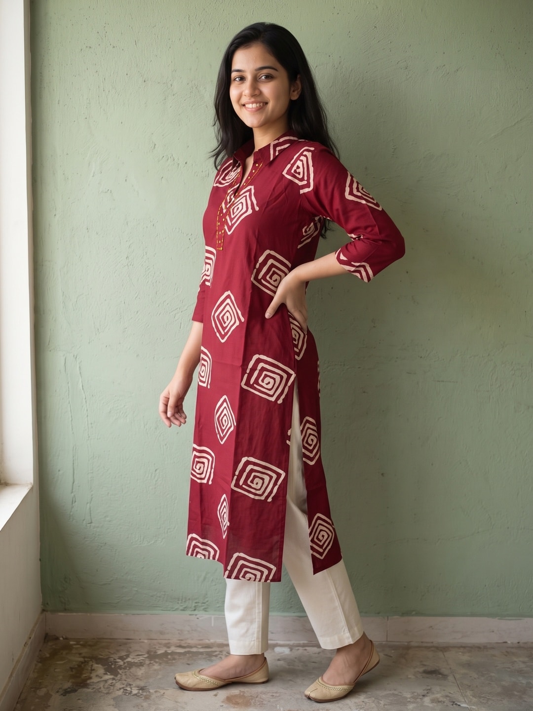 Peachmode Red Rayon Kurti - Image 3
