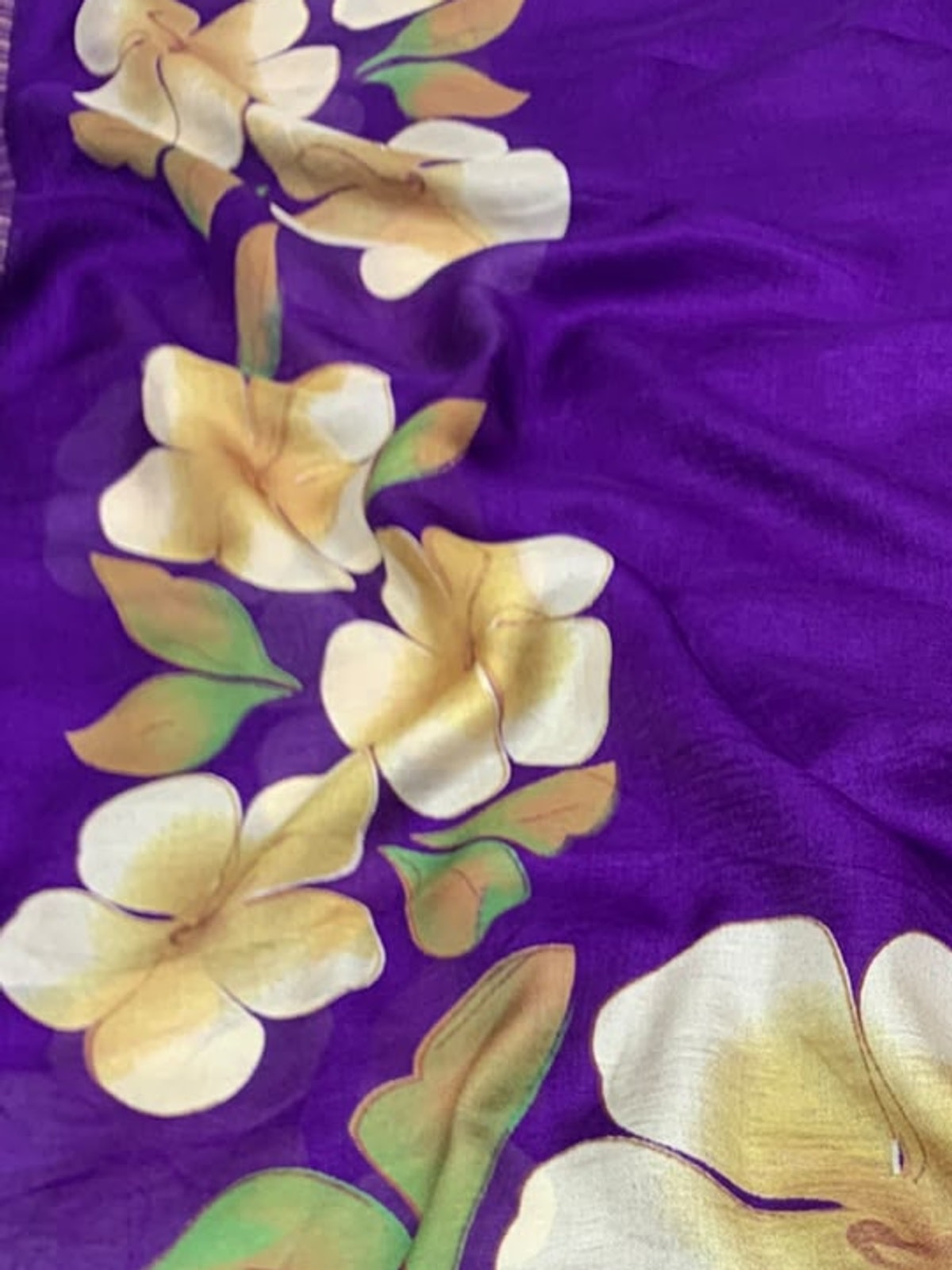 Peachmode Purple Marshmallow Saree With 3D Floral Print And Woven Jacquard Border - Image 5