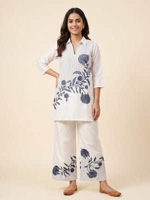 Peachmode White Chanderi Silk Embroidered Co-ord Set - Image 1