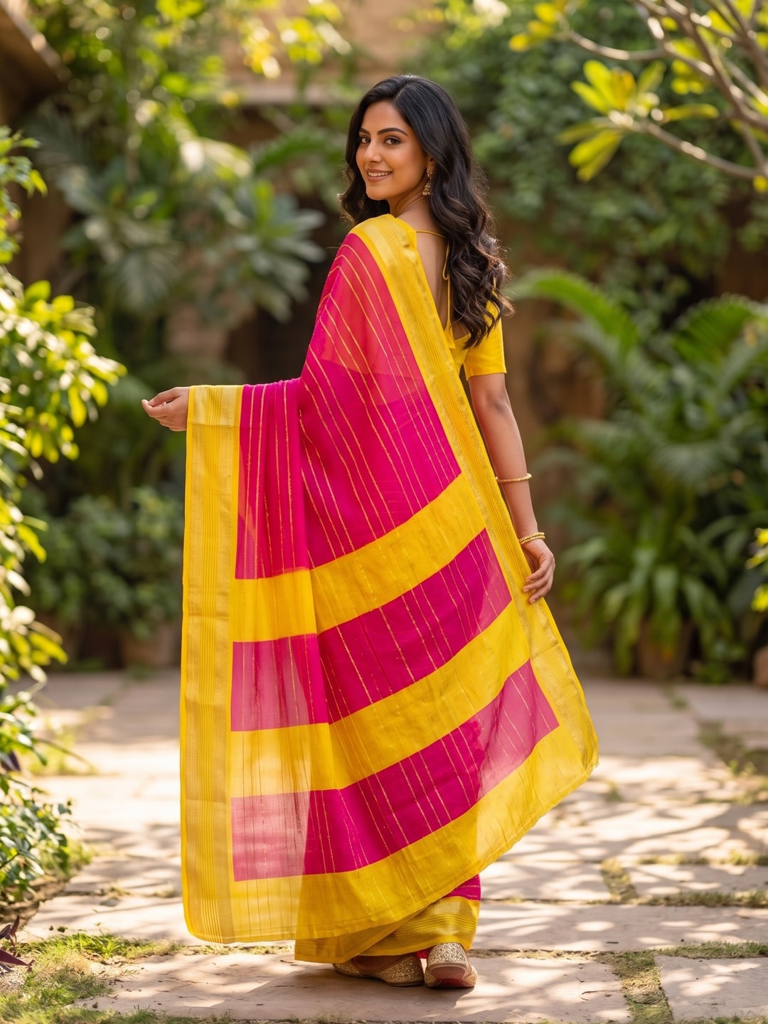 Peachmode Rani Pure Crepe Silk Saree With Jacquard And Dyed Colour Block Border Concept - Image 2