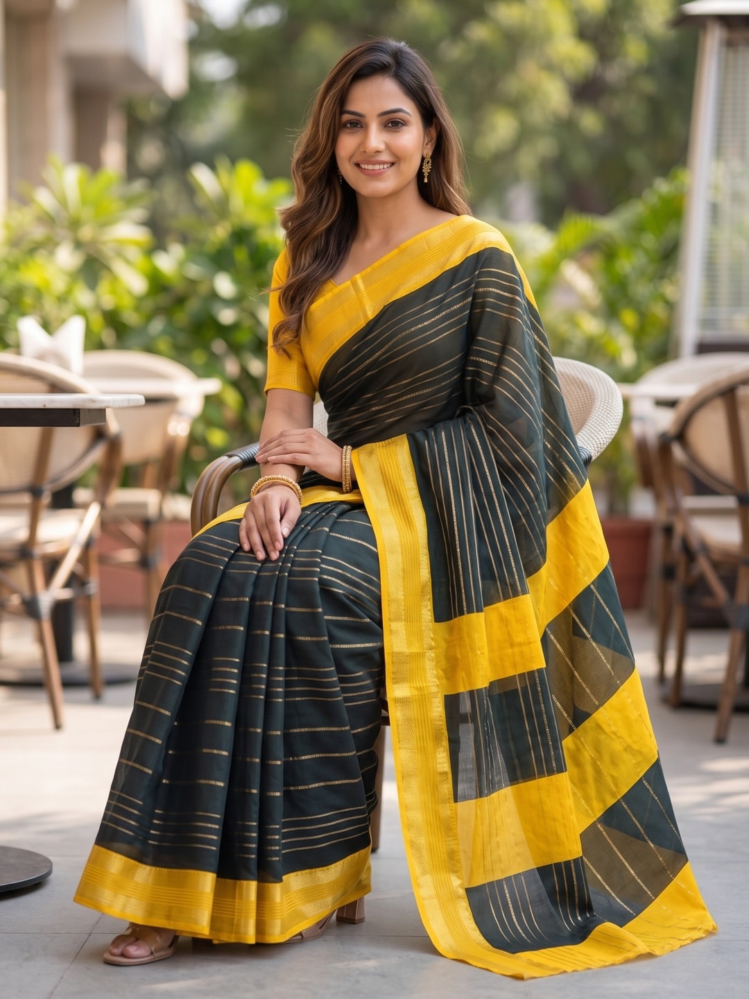 Peachmode Black Pure Crepe Silk Saree With Jacquard And Dyed Colour Block Border Concept - Image 4