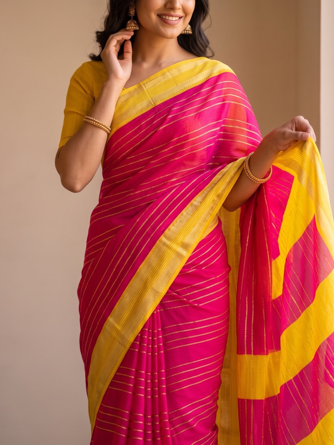 Peachmode Rani Pure Crepe Silk Saree With Jacquard And Dyed Colour Block Border Concept - Image 5