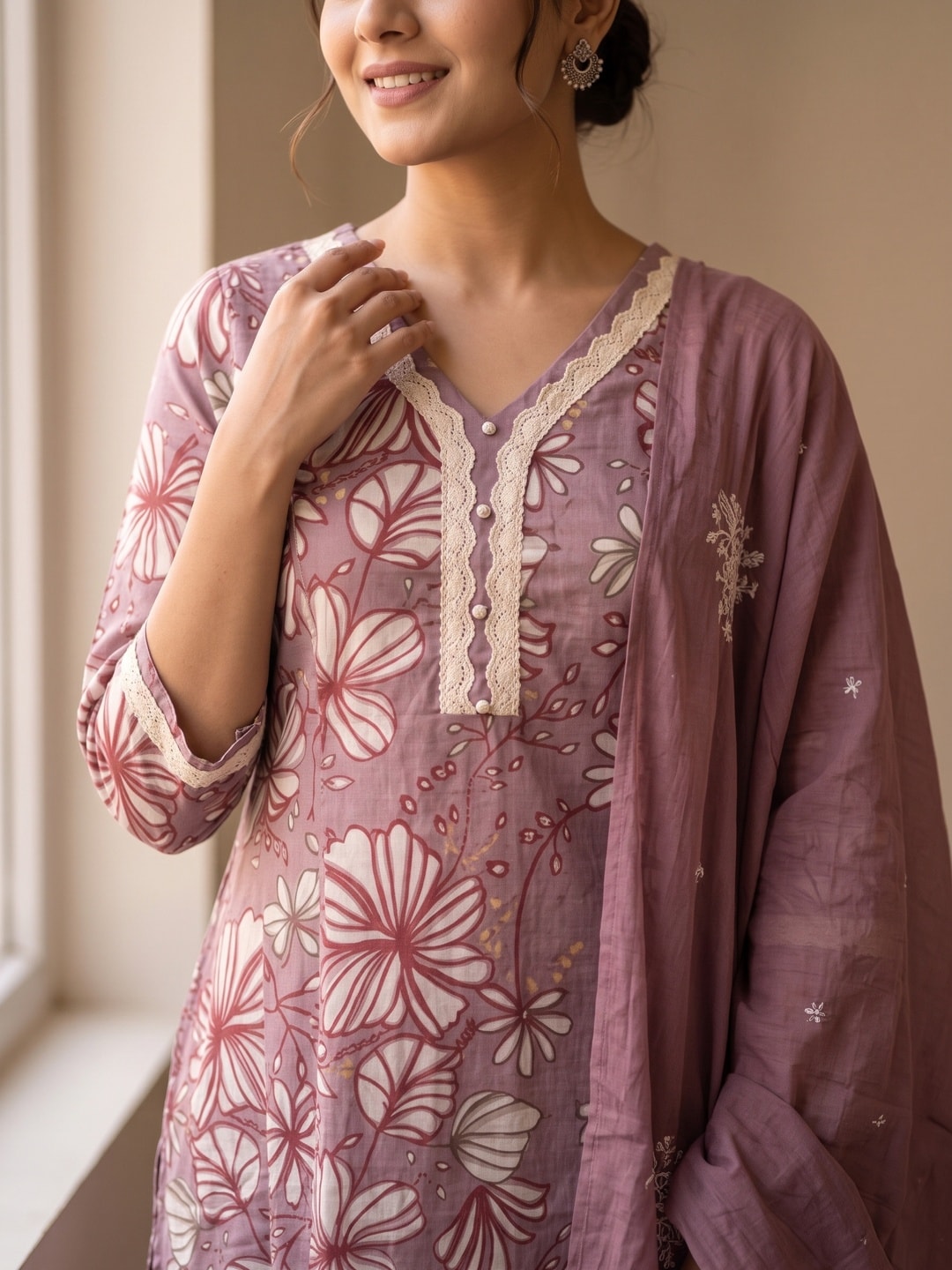 Peachmode Wine Cotton Salwar Suit - Image 5