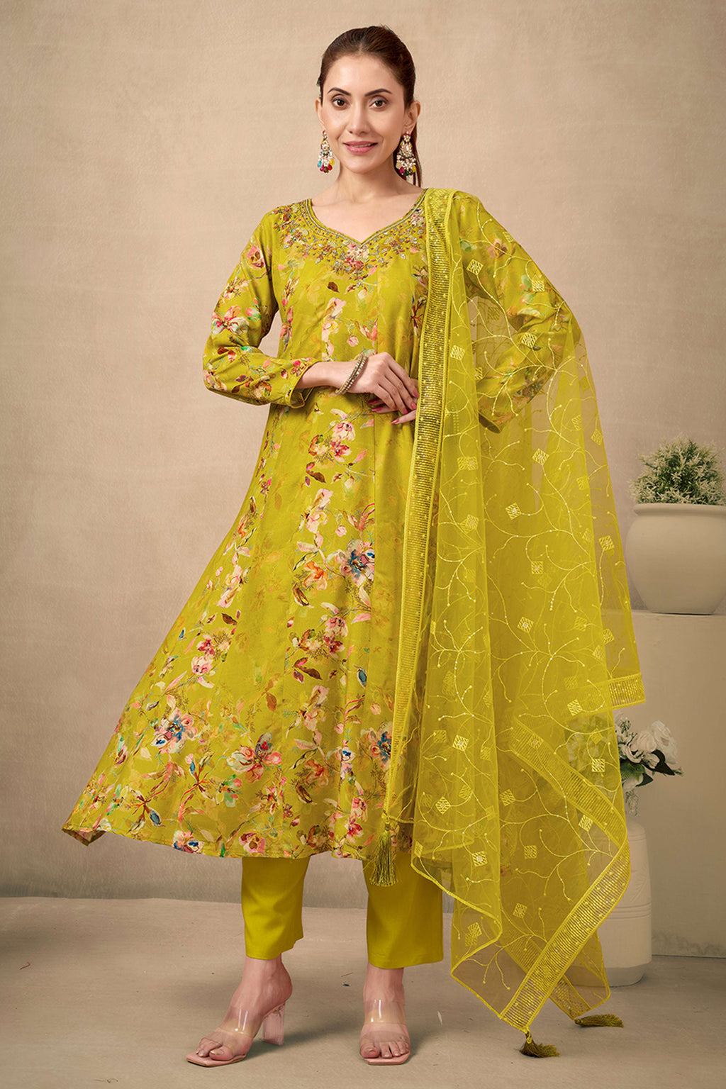 Mustard Solid Rayon Dhoti Salwar