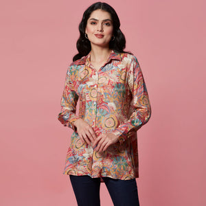 Multicolor Floral Printed Muslin Top