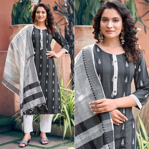 Black Woven Cotton Blend Salwar Suit