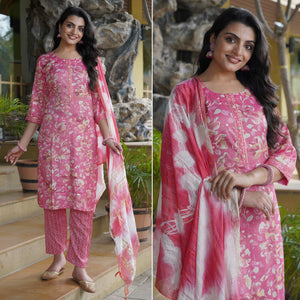 Pink Foil Printed Rayon Suit