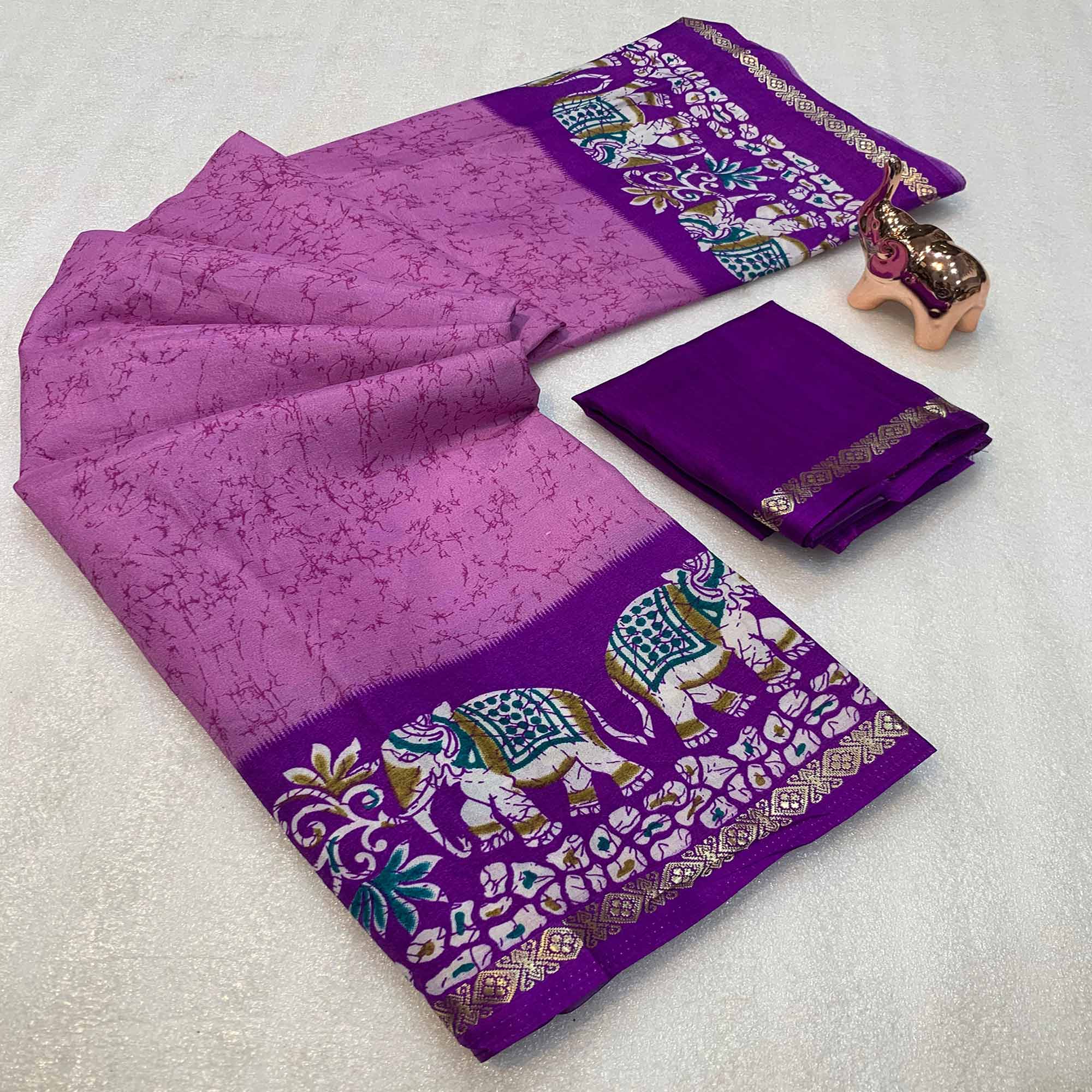Pink Dola Silk Saree With Abstract Patterns And Kalamkari Pallu Art