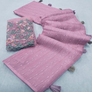 Mauve Sequins Embroidered Organza Saree With Tassels