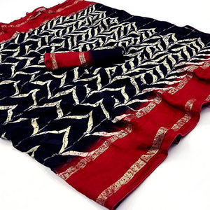 Blue Printed Georgette Saree