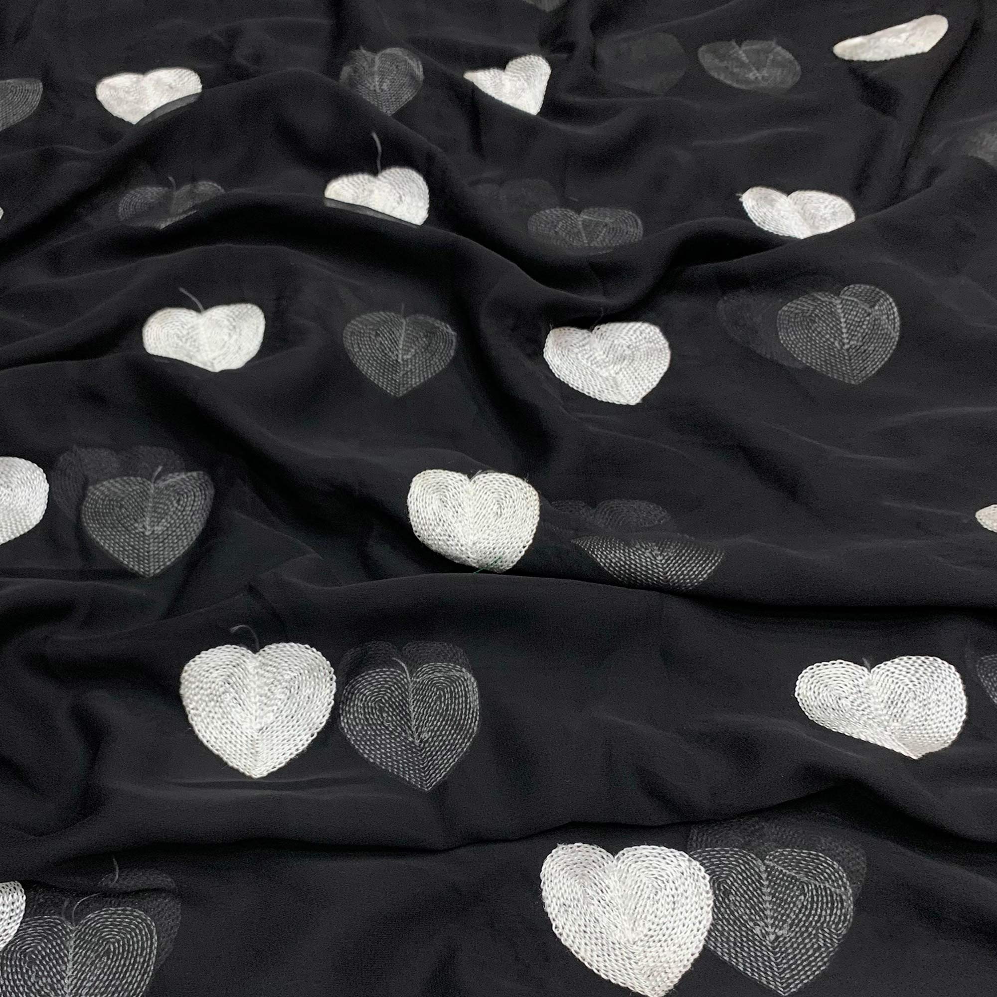 Black & White Embroidered Georgette Saree