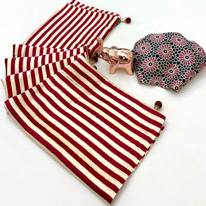 Luxe Partywear Saree in Maroon Satin with Modern Striped Print and Flowing Drape