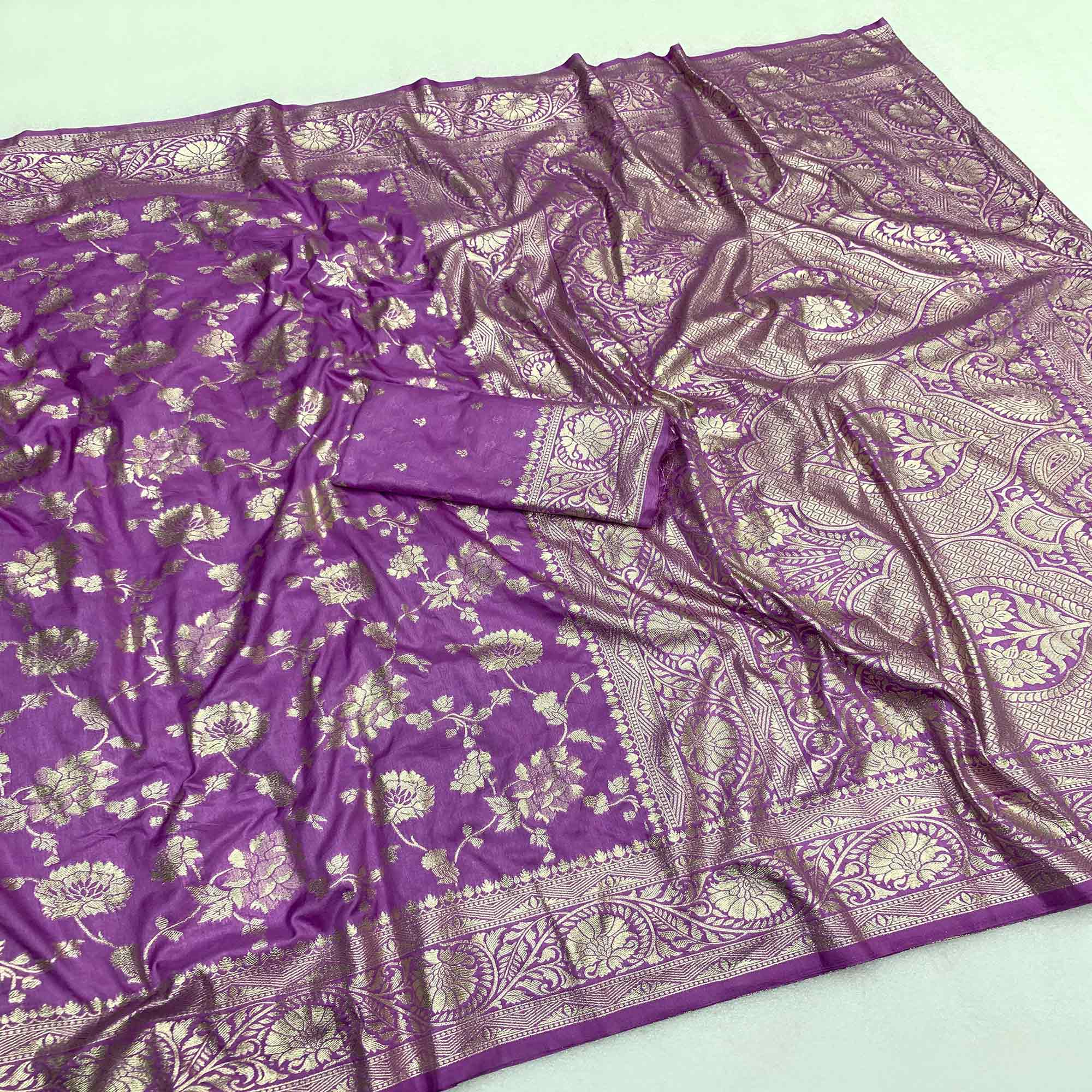 Lavender Zari Woven Dola Silk Saree
