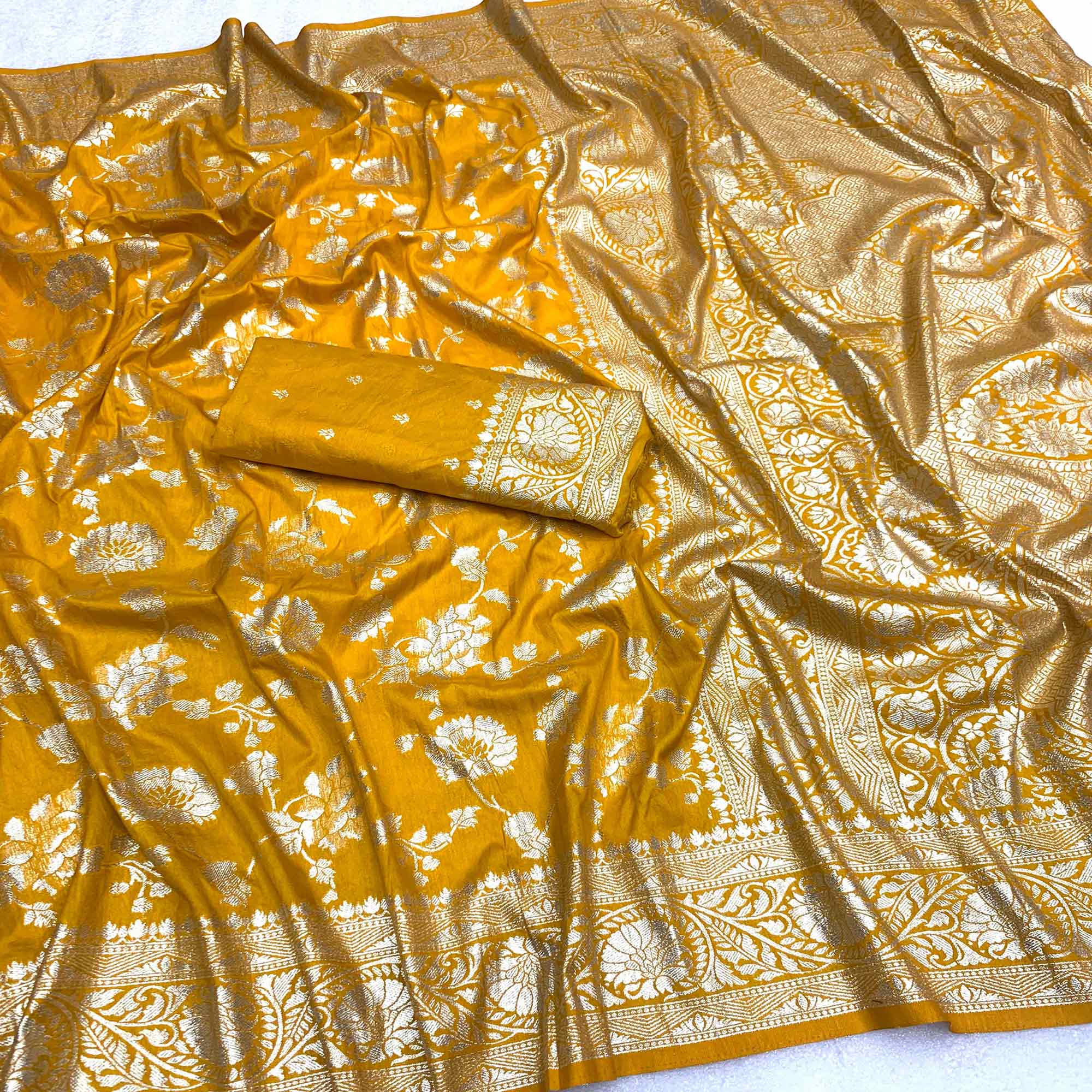Yellow Zari Woven Dola Silk Saree