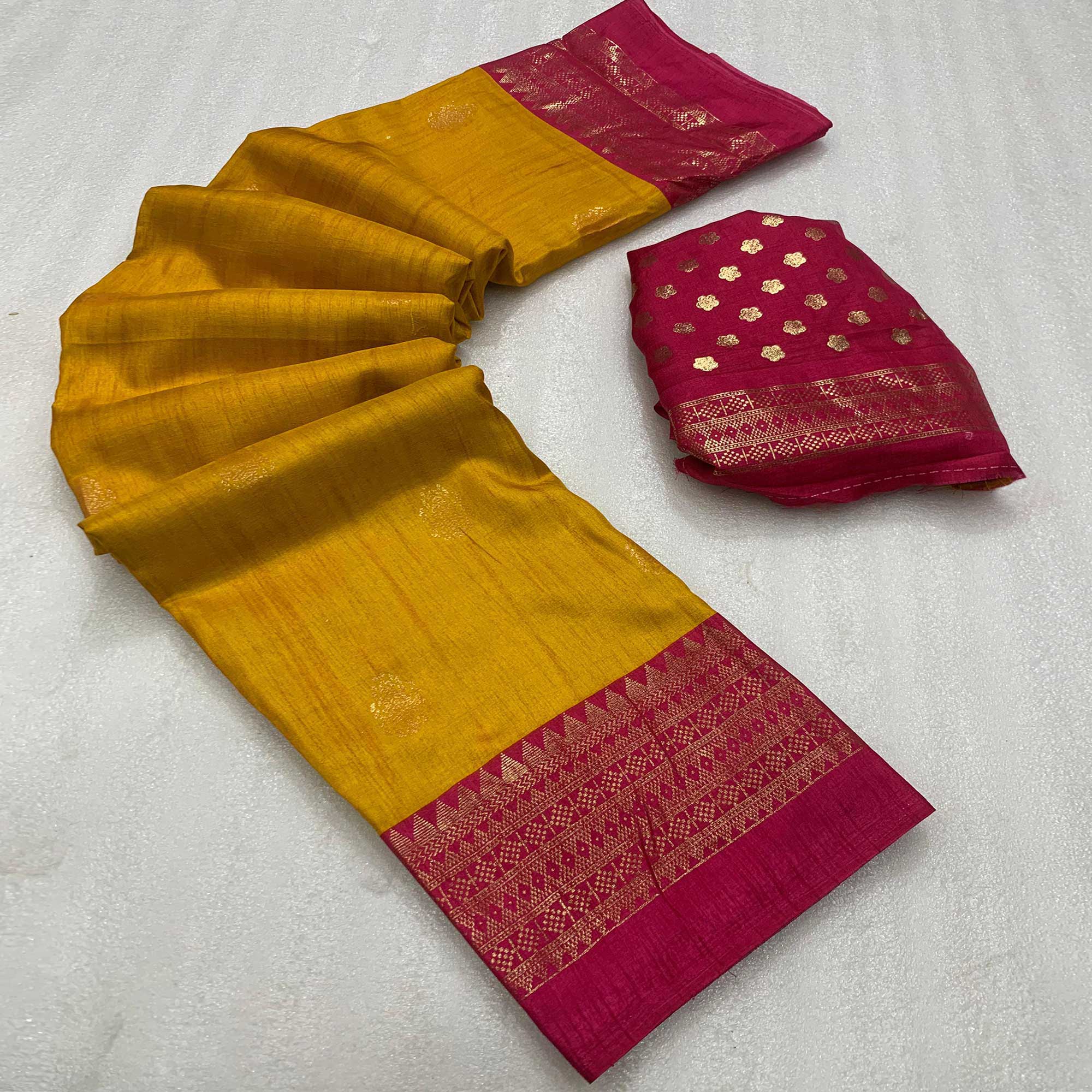 Mustard Patola Printed Dola Silk Saree
