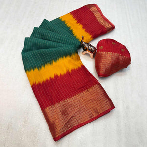 Green Dual Tone Woven Dola Silk Saree with Zari Weaving