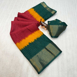 Maroon Dual Tone Woven Dola Silk Saree with Zari Weaving