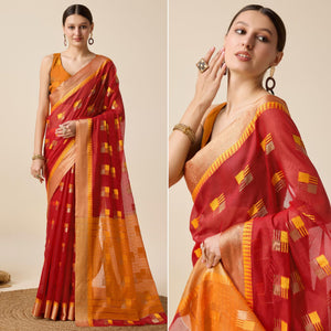 Red Zari Woven Cotton Silk Saree