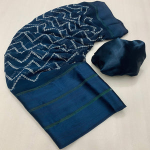 Blue Bandhani Printed Georgette Saree
