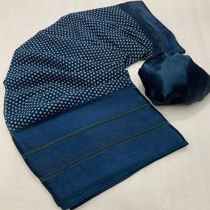 Blue Bandhani Printed Georgette Saree
