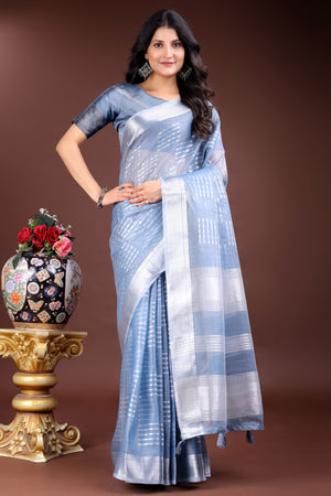 Yellow Organza Saree with Zari Woven Grace